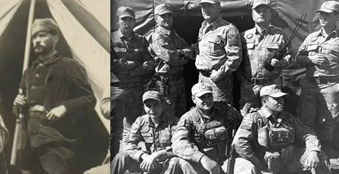 Afrin'de askerler 100 yıl sonra Atatürk pozu verdi