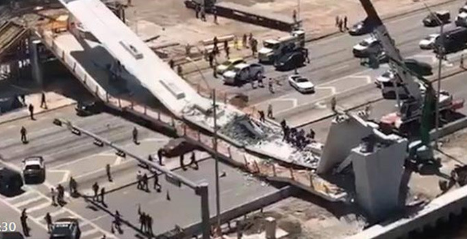 ABD'de korkunç olay: Üst geçit çöktü, enkazın altında insanlar kaldı