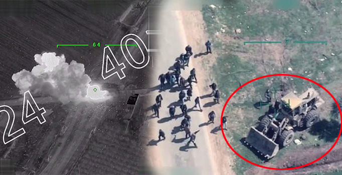 Son dakika! TSK, YPG'nin Afrin'de sivilleri engellemeye çalışan iş makinesi vurdu