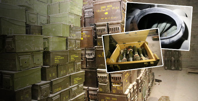 Afrin'de bırakıp kaçtılar: İşte PKK'nın 12 odalı terör deposu