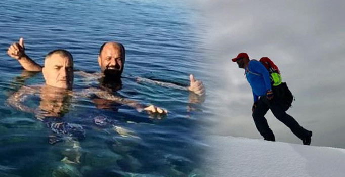 Antalya'da iki mevsimi birden yaşıyor: Hem kar keyfi yapıyorlar hem denize giriyorlar