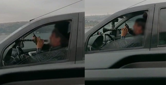 FSM köprüsündeki zurnalı trafik canavarı kamerada