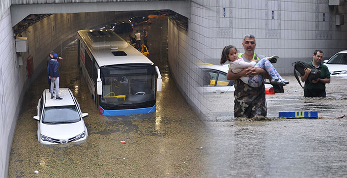 Ankara'da sağanak yağış... Vatandaşlar mahsur kaldı