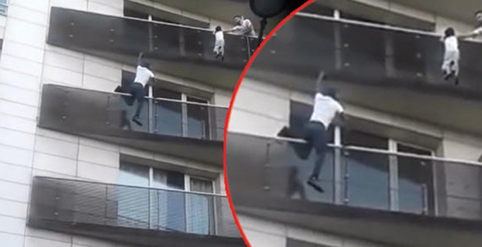 Paris'te kahraman genç balkondan sarkan çocuğu kurtardı