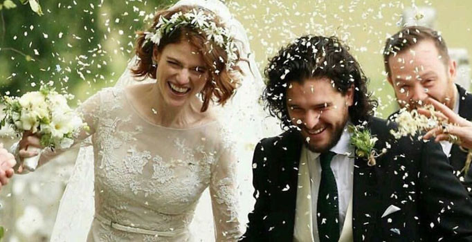 Kit Harington ve Rose Leslie dünya evine girdi