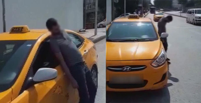 Uyuşturucu kullanan taksi sürücüsü kamerada