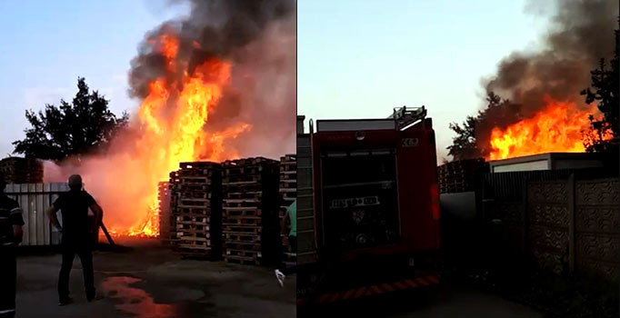 Sakarya'da palet fabrikasında yangın