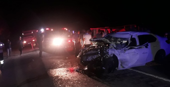 Biber yüklü kamyon ile otomobil çarpıştı: 3 yaralı