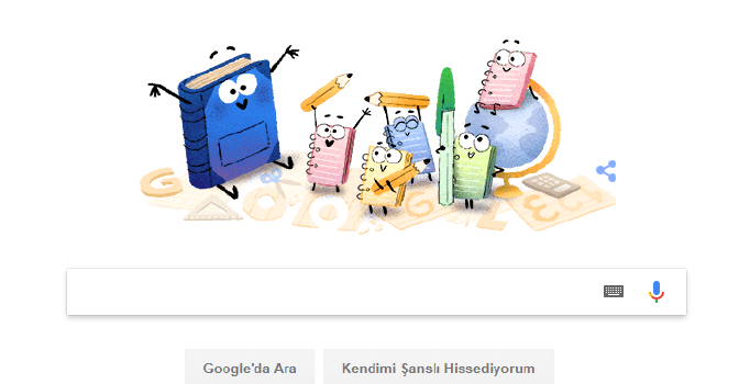 Okulun İlk Günü Google'da Doodle oldu! Öğrencilere okulun ilk günü sürprizi Google'dan geldi