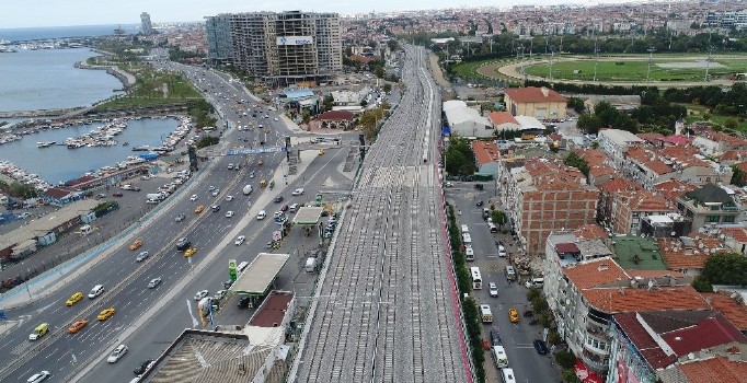 (Özel) Sona yaklaşılan Halkalı- Gebze Banliyö hattı havadan görüntülendi