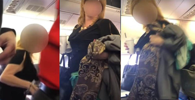 Irkçı yolcu uçağı karıştırdı