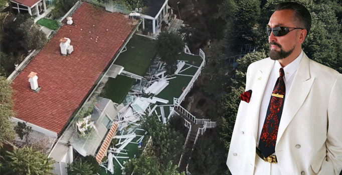Adnan Oktar'ın villasında yıkılan bölümler havadan fotoğraflandı