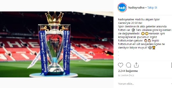 Hadi 20.30 ipucu sorusu: İngiliz futbolunun en üst seviyedeki ligine ne deniliyor?