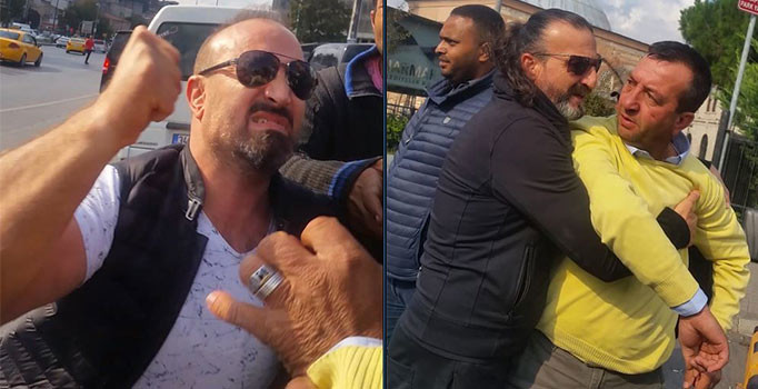 UBER sürücüsü ile taksici birbirine girdi