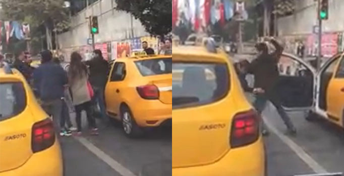 Taksicilerin yolcu alma kavgası