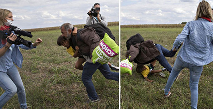 Mültecileri tekmeleyen Macar gazeteci beraat etti