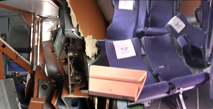 Kaza yapan trenin vagonlarının içi görüntülendi: Her şey paramparça