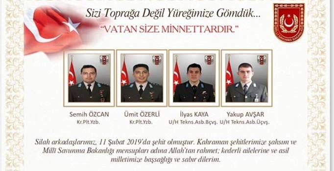 Şehit olan askerlerin isimleri belli oldu