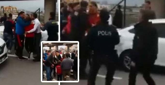 Göztepe'de futbolcular ve taraftar birbirlerine girdi | Video