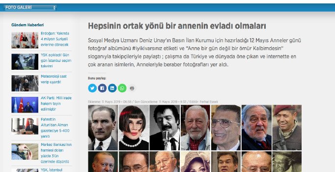 Basın İlan Kurumu'ndan 'Anneler Günü' albümü