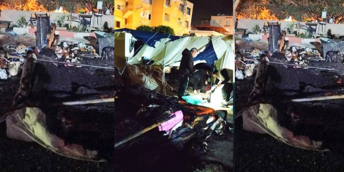 Depremzedelerin kaldığı çadırda yangın! Üç kardeşten ikisinin durumu ağır
