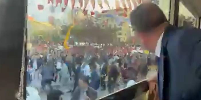 İmamoğlu'na Erzurum'da provokasyon: Otobüsün içinden saldırı anı