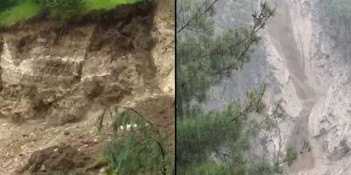 Amasya’da korkutan heyelan kameralara yansıdı