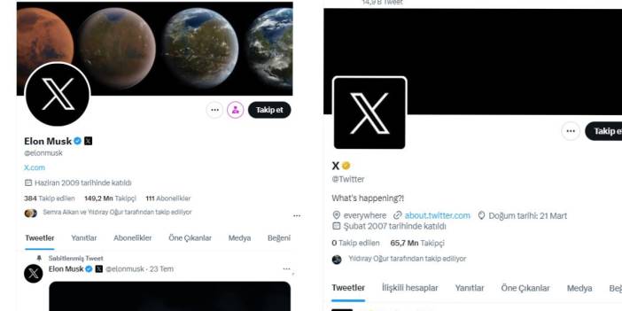 Twitter ve Musk resmi hesaplarının logosunu 'X' olarak değiştirdi