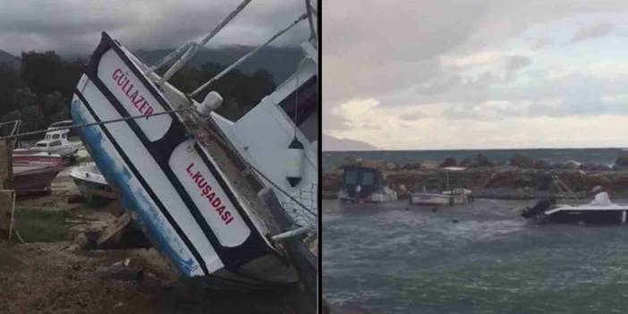 Balıkçı tekneleri fırtınaya dayanamayıp kıyıya vurdu