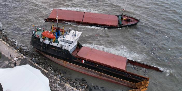 Fırtına Zonguldak'ta felaketi yaşattı! İkiye bölünen gemi böyle görüntülendi