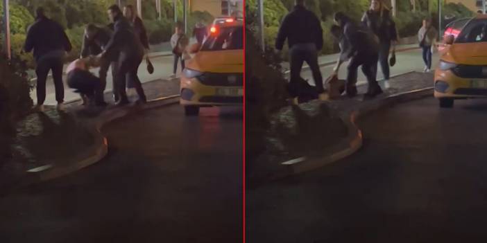 Taksiciden kadın yolcuya şiddet! Yerde sürükleyip dakikalarca darp etti!