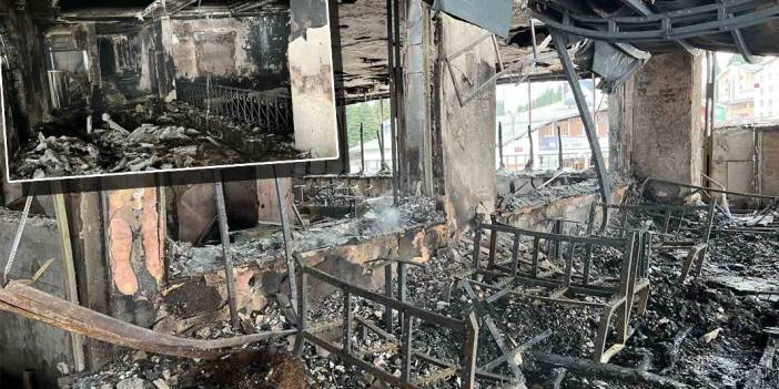 Uludağ'daki yangın faciasından geriye acı ve enkaz kaldı: Yanan otelin içi böyle görüntülendi