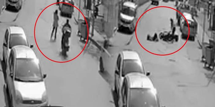 Motosiklet terörü kamerada: Ara sokakta son sürat kadına çarpıp kaçtı! Yaralanan kadın hastaneye kaldırıldı