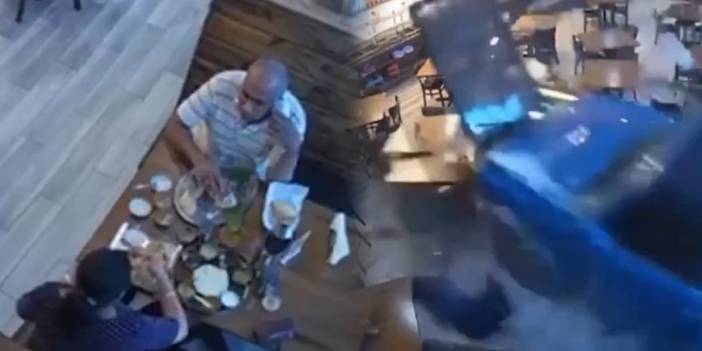 Şoke eden görüntüler! Restorana giren araç dehşet saçtı