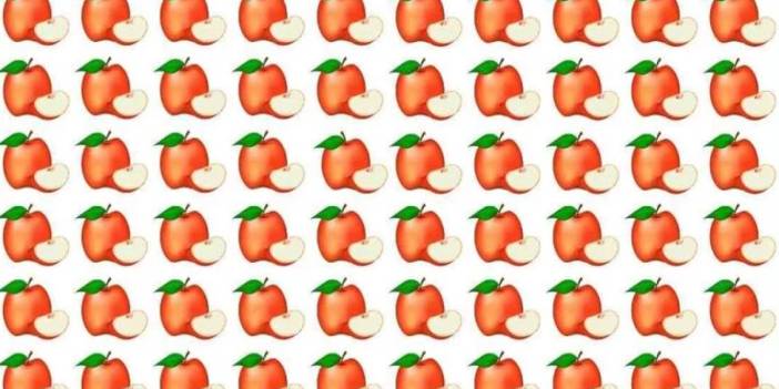 IQ'su 130 ve üzeri olanların gözünden kaçmıyor! Bu resimdeki tek farklı elmayı 7 saniyede bulabilir misiniz?