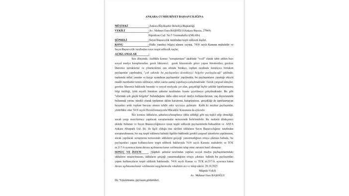 Ankara Büyükşehir Belediyesinden suç duyurusu!