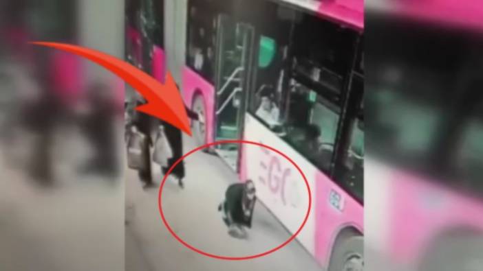 Otobüs şoförünün dikkatsizliği yüzünden yolcu yere düştü: Yolcu tam inmeden hareket eden EGO kazası kameralarda