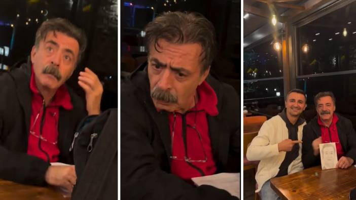 Karakalem sanatçısı kafede Levent Ülgen'i gördü, çizdi! Portresini teslim alan Ülgen'in tepkisi gündem oldu