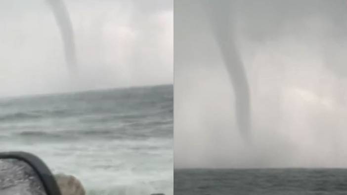 Marmaris’te yağışla birlikte denizde hortum oluştu