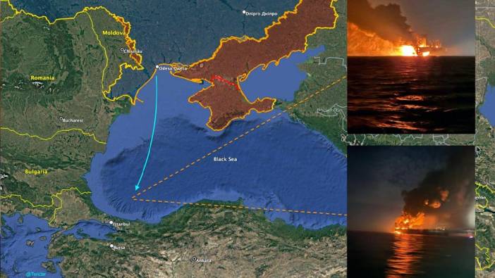 Görüntüler ortaya çıktı: Karadeniz'deki Rus tankerleri İHA'larla vuruldu