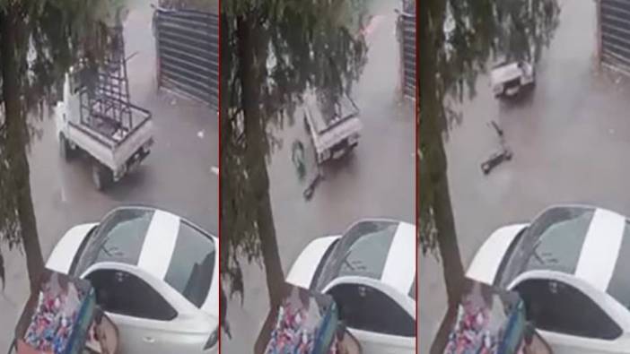 Feci kaza anı kameralara yansıdı! Scooter sürücüsü can verdi