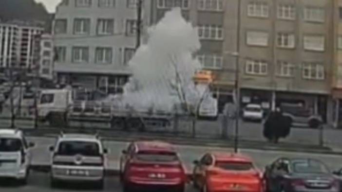 Trabzon’da korku dolu anlar: Seyir halindeki tüp kamyonu patladı!