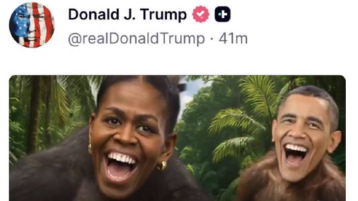 Donald Trump'tan ırkçı paylaşım: Barack ve Michelle Obama'yı maymun olarak gösterdi