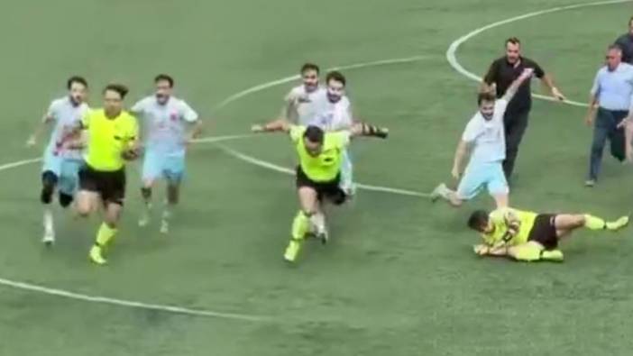 Hakemi yere düşürüp acımasızca tekmelediler