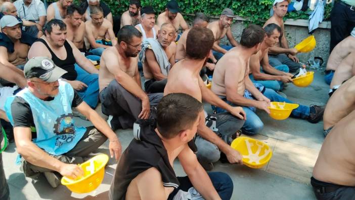 Madencilerden Bakanlık önünde baretli protesto: Haklarımızı almadan gitmiyoruz