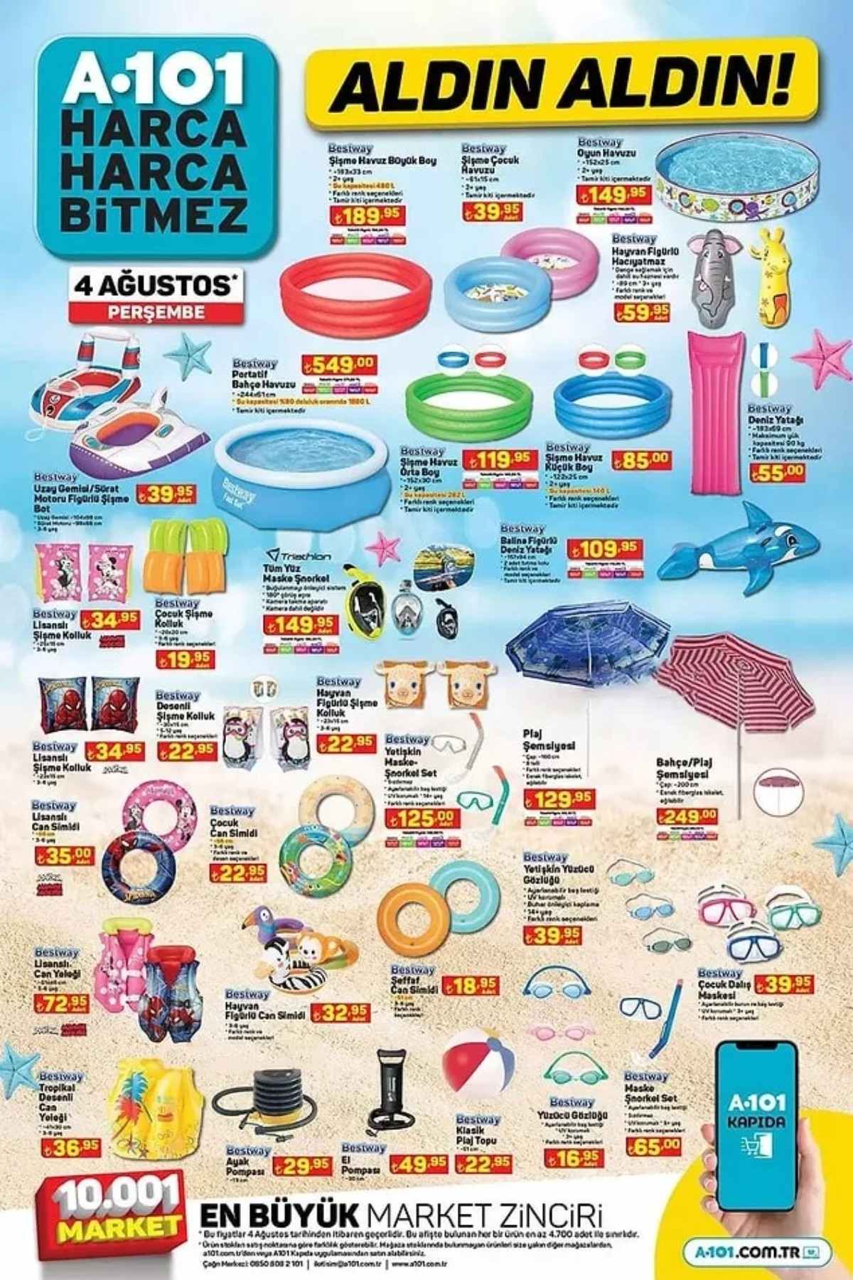 A101 4 Ağustos indirimli ürünler kataloğu ve fiyat listesi