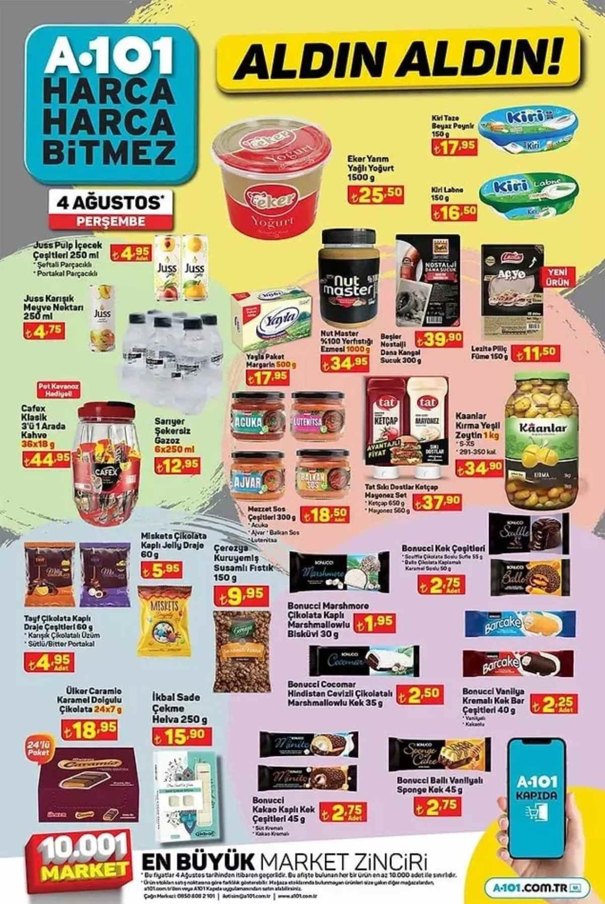 A101 4 Ağustos indirimli ürünler kataloğu ve fiyat listesi
