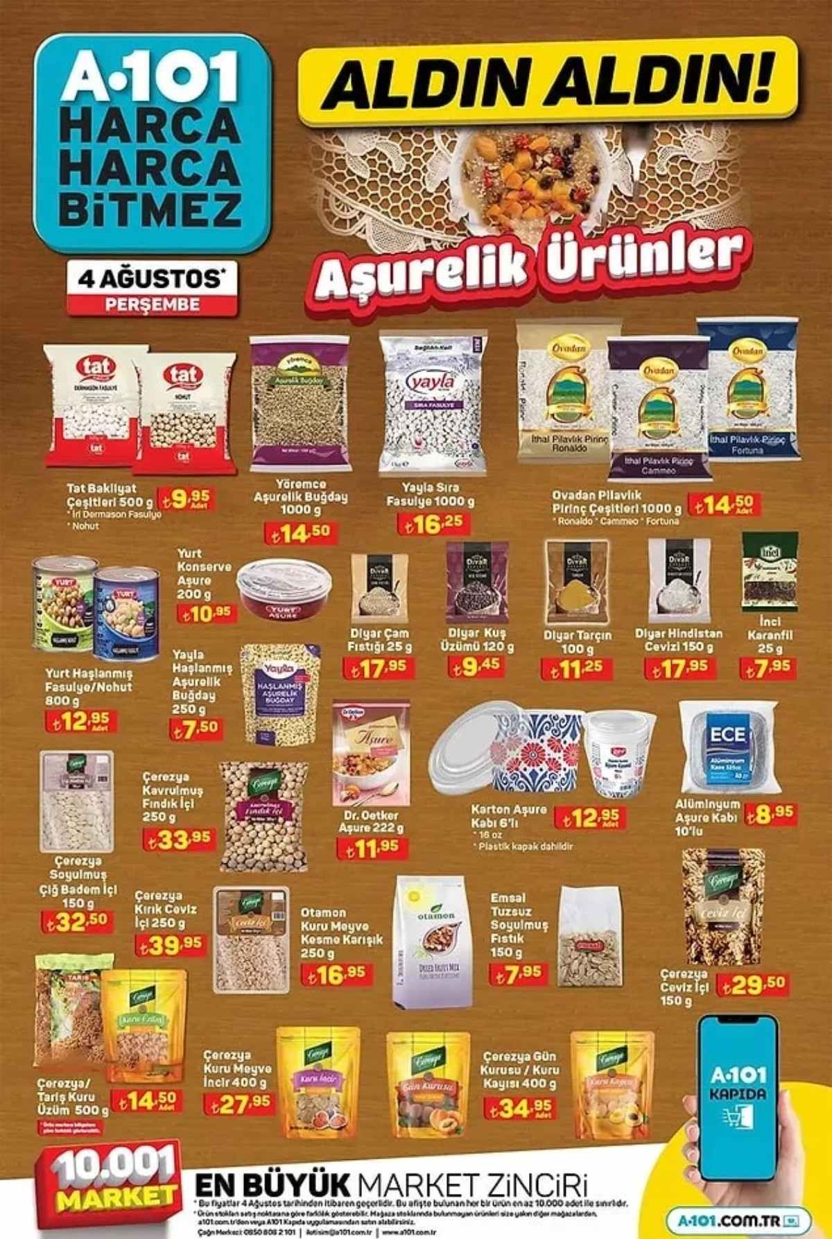 A101 4 Ağustos indirimli ürünler kataloğu ve fiyat listesi