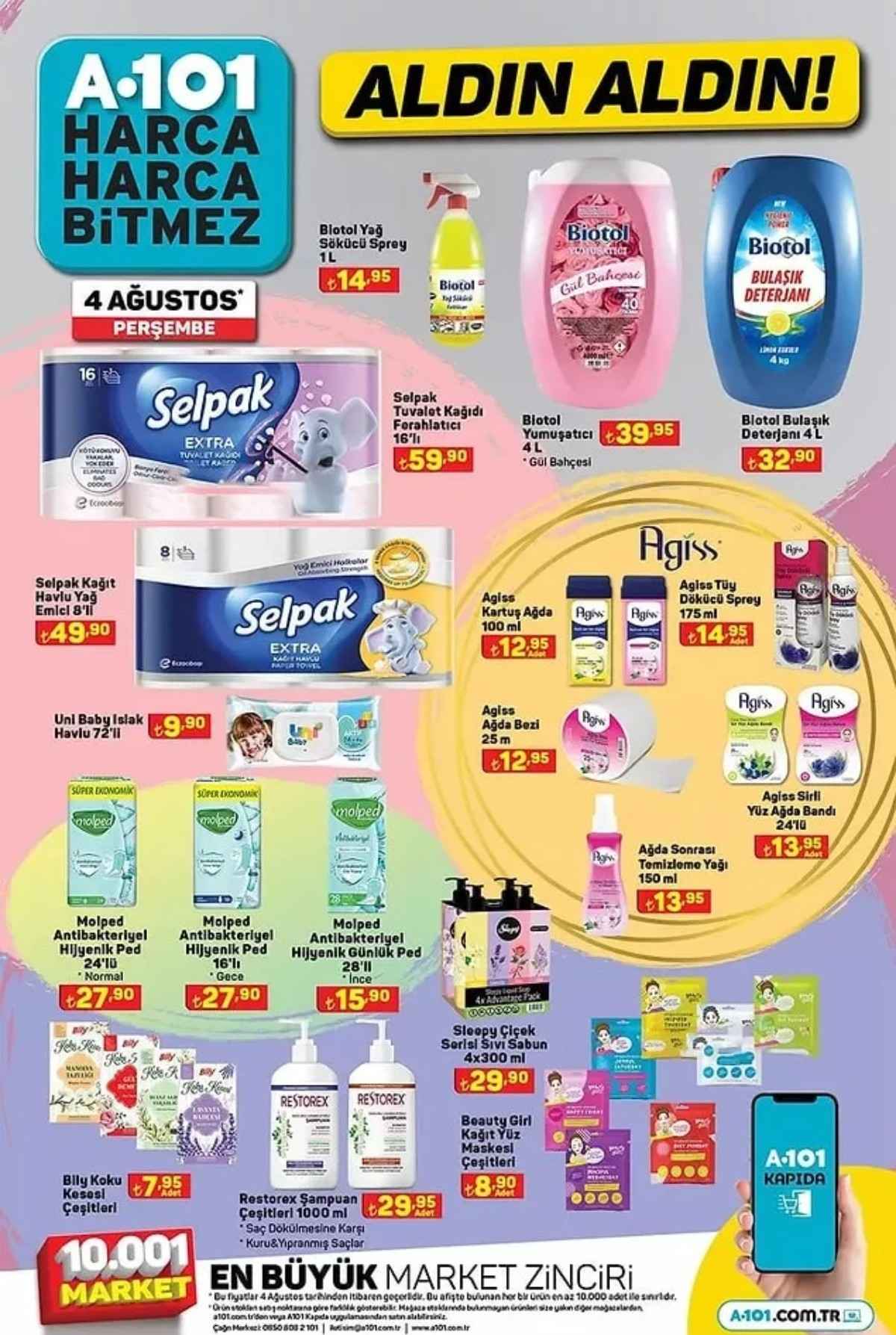 A101 4 Ağustos indirimli ürünler kataloğu ve fiyat listesi
