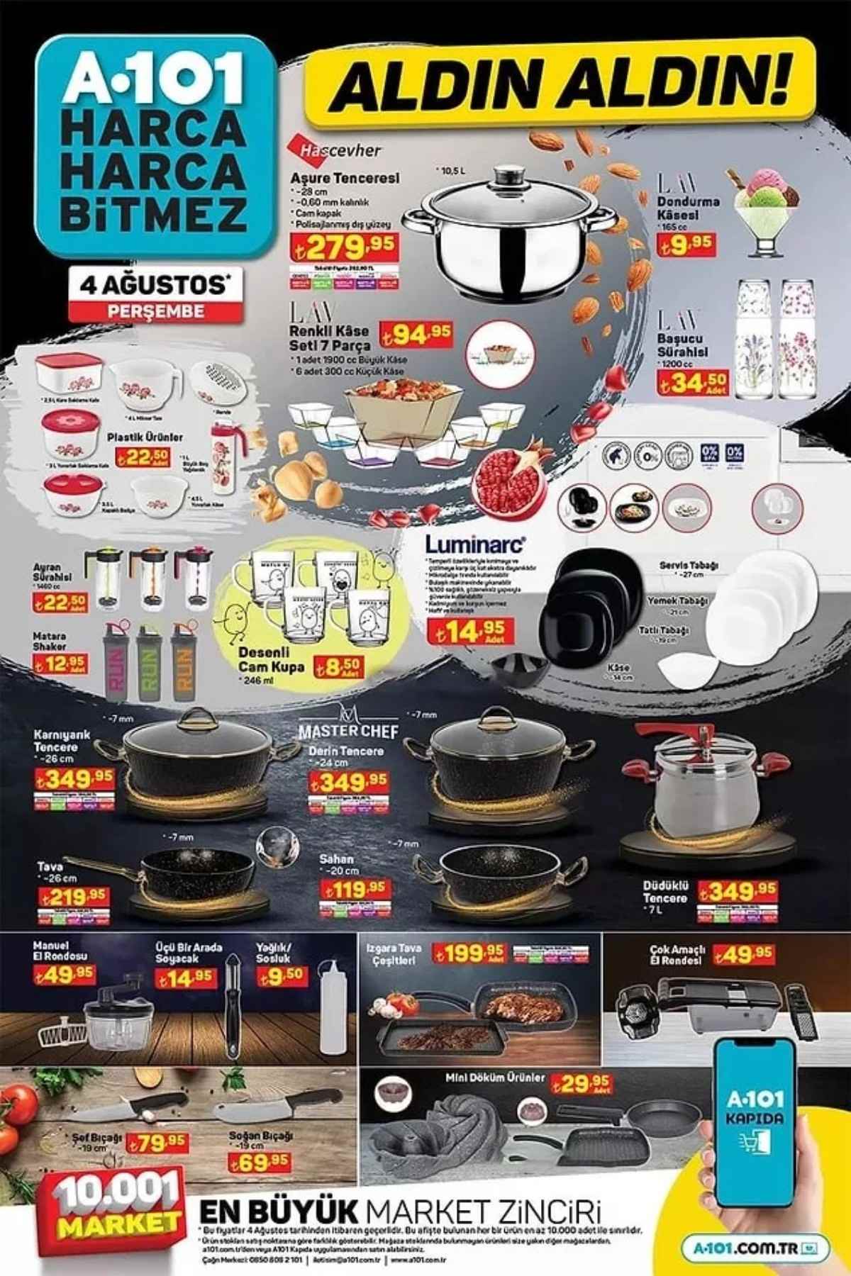 A101 4 Ağustos indirimli ürünler kataloğu ve fiyat listesi